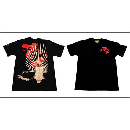戦国武将Tシャツ 【豊臣秀吉 馬蘭後立付兜】 XSサイズ 半袖 綿100% ブラック(黒) 〔Uネック おもしろ〕