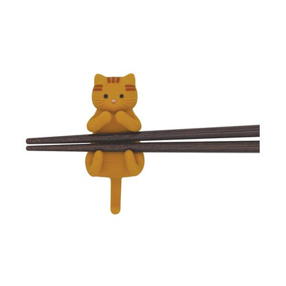 （まとめ） イシダ猫の箸＆箸置きセット だっこ猫 シャムねこ 1膳 【×2セット】