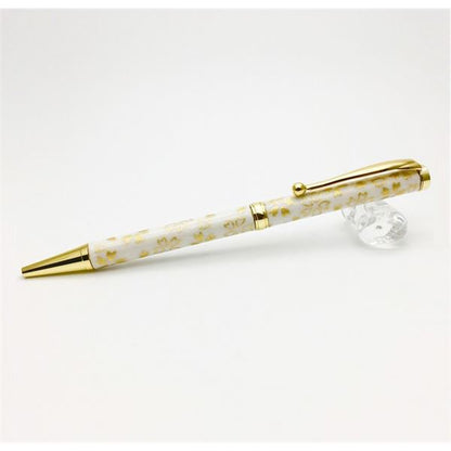 日本製 ハンドメイド ボールペン/文房具 【白箔金・金桜】 クロスタイプ 芯：0.7mm 美濃和紙 友禅紙 文具 オフィス用品