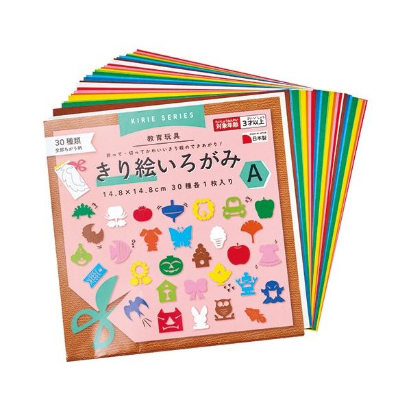 (まとめ) 切り絵いろがみA14.8cm 30種類30枚 【×10セット】