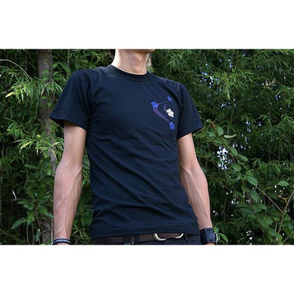 戦国武将Tシャツ 【前田慶次 髑髏と蓮】 Mサイズ 半袖 ブラック(黒) 〔Uネック おもしろ〕