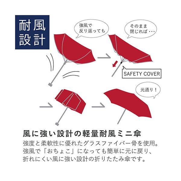 三国 MKN 55cm 折りたたみ傘 耐風楽ミニ 風に強い設計の軽量耐風ミニ雨傘 折れにくい ペインティングCAT ライトブルー S2112571