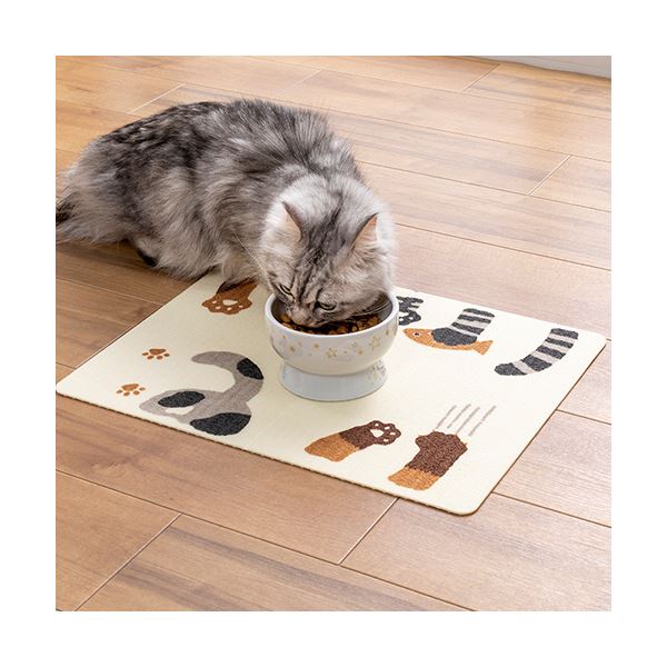 （まとめ） サンコーおくだけ吸着 ペット用ランチョンマット 猫柄 KX-33 1枚 【×2セット】