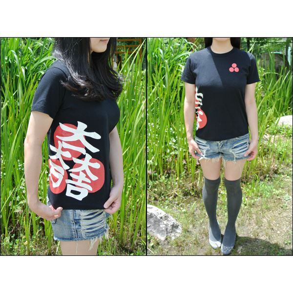 戦国武将Tシャツ 【石田三成 大一大万大吉】 XSサイズ 半袖 綿100% ブラック(黒) 〔Uネック おもしろ〕