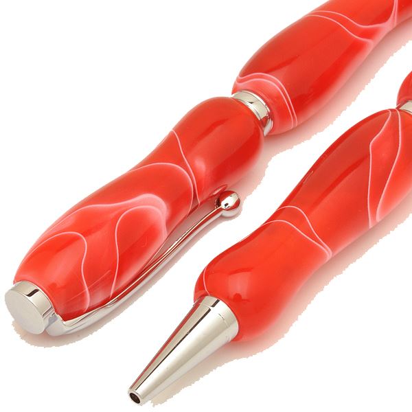 アクリルボールペン/文房具 【チェリーレッド Red】 クロスタイプ 芯：0.7mm 日本製 文具 オフィス用品 『Marble Pen』