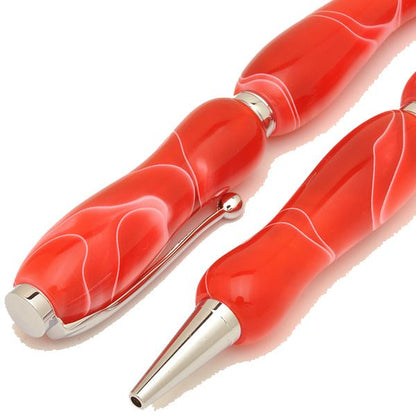 アクリルボールペン/文房具 【チェリーレッド Red】 クロスタイプ 芯：0.7mm 日本製 文具 オフィス用品 『Marble Pen』