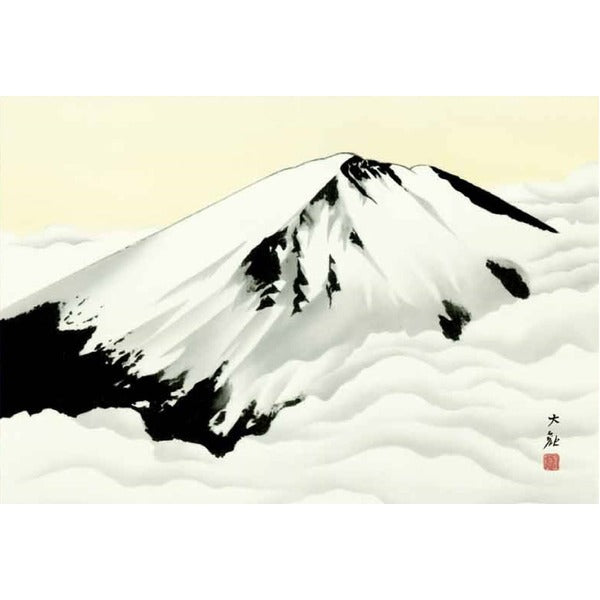 〔 横山大観生誕150年 〕 富士図 富士絵画 高精彩特色技術絵 横山大観 霊峰富士 掛軸 尺三 冨士聳ゆ
