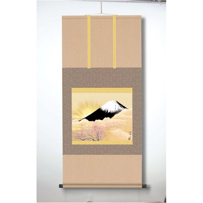 〔 横山大観生誕150年 〕 富士図 富士絵画 高精彩特色技術絵 横山大観 霊峰富士 掛軸 尺五 輝八鉱