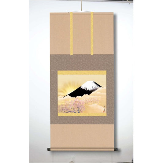 〔 横山大観生誕150年 〕 富士図 富士絵画 高精彩特色技術絵 横山大観 霊峰富士 掛軸 尺五 輝八鉱