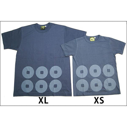 戦国武将Tシャツ 【真田幸村 六連銭】 Sサイズ 半袖 綿100% 日本製 藍鉄 〔Uネック おもしろ〕