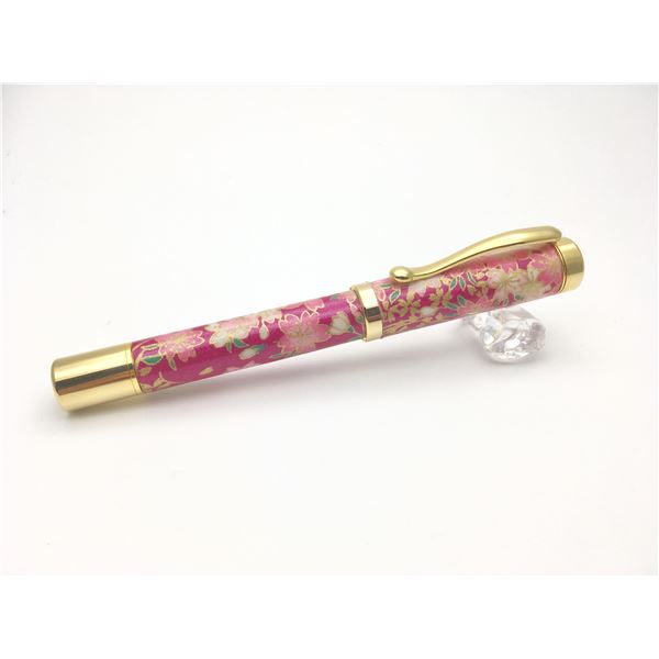 日本製 万年筆 /文房具 【しだれ桜 紫色】 美濃和紙 友禅紙 文具 オフィス用品 ステーショナリー