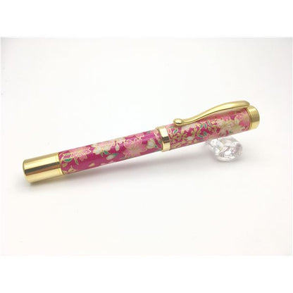 日本製 万年筆 /文房具 【しだれ桜 紫色】 美濃和紙 友禅紙 文具 オフィス用品 ステーショナリー