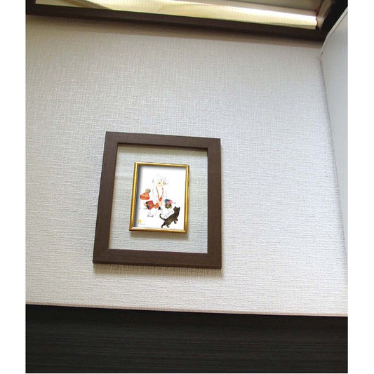 奥が透けて見えるフレーム いわさきちひろ 透明 ブラウン フレーム 黒い猫と少女 絵画額 額 額縁 フレーム