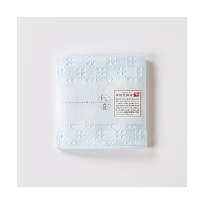 【5個セット】楠橋紋織 くすばしタオル わた音 しゅすワッフル ハンカチタオル 約25cm×25cm ブルー 1-65610-86-BX5