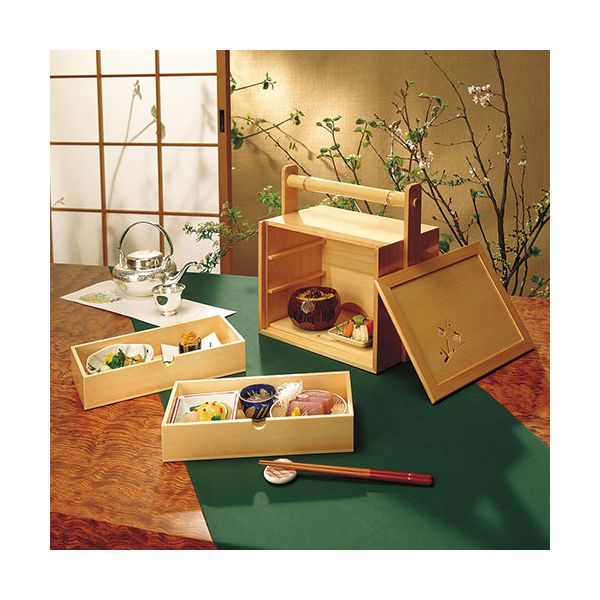 ヤマコー 用美 業務用 檜・岡持弁当(透かし有) yamaco27194