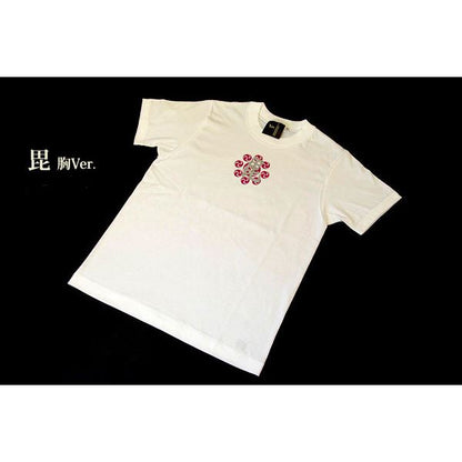 戦国武将Tシャツ 【上杉謙信 毘】 XSサイズ 半袖 綿100% ホワイト(白) 〔Uネック おもしろ〕
