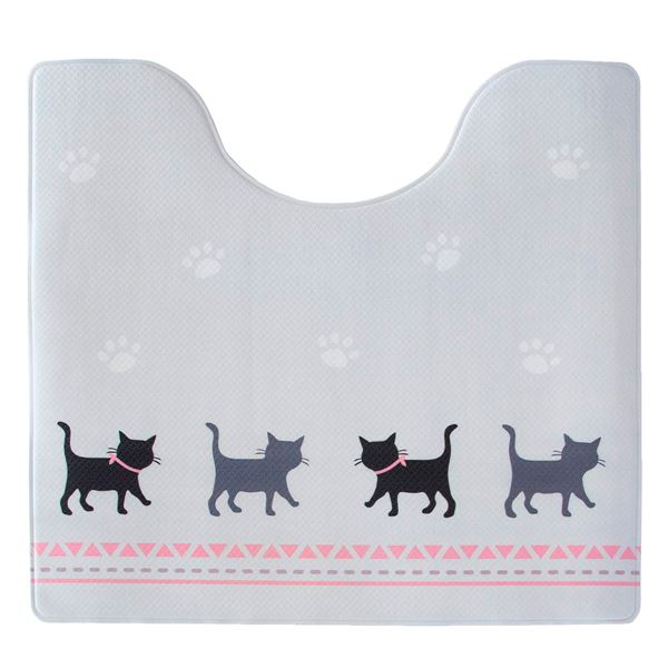 トイレマット 【約55×60cm キャット】 お手入れ簡単 撥水加工 拭いてお手入れする 〔お手洗い 御手洗 店舗 会社 オフィス〕