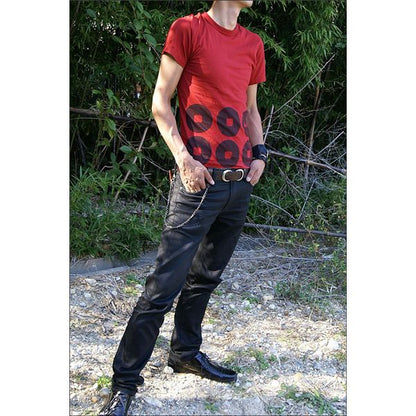 戦国武将Tシャツ 【真田幸村 六連銭】 Lサイズ 半袖 綿100% 日本製 藍鉄 〔Uネック おもしろ〕