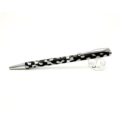 日本製 ハンドメイド ボールペン/文房具 【銀箔変り玉 黒銀】 クロスタイプ 芯：0.7mm 美濃和紙 友禅紙 文具 オフィス用品