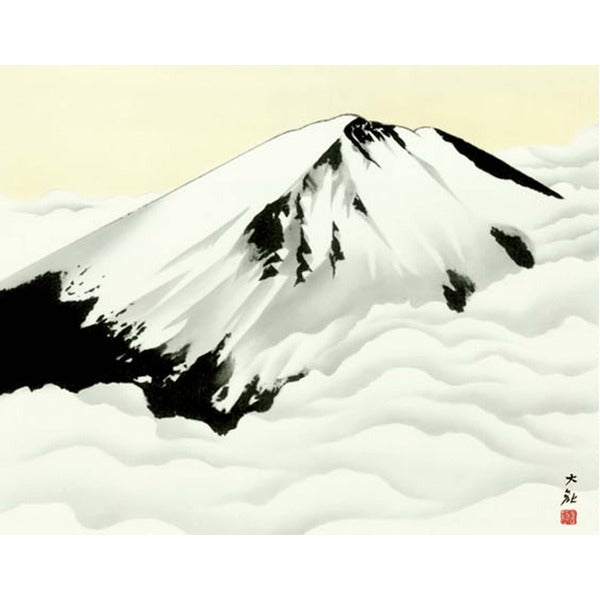 〔 横山大観生誕150年 〕 富士図 富士絵画 高精彩特色技術絵 横山大観 霊峰富士 掛軸 尺五 冨士聳ゆ