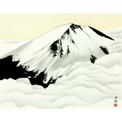 〔 横山大観生誕150年 〕 富士図 富士絵画 高精彩特色技術絵 横山大観 霊峰富士 掛軸 尺五 冨士聳ゆ