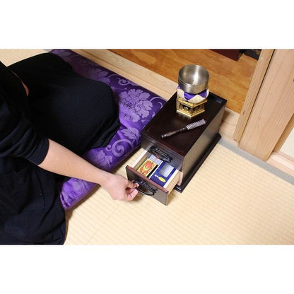 ミニ チェスト 収納棚 2段 約幅23×奥行き32×高さ25cm 木製 桐材 和風 完成品 お仏壇 仏間 リビング【代引不可】