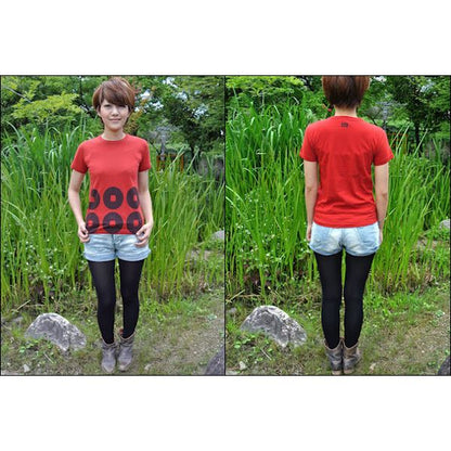 戦国武将Tシャツ 【真田幸村 六連銭】 XSサイズ 半袖 綿100% 日本製 ワイン 〔Uネック おもしろ〕