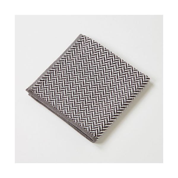(まとめ) 楠橋紋織 くすばしタオル わた音 ヘリンボン ハンカチタオル 約25cm×25cm ダークグレー 1-65608-86-DGY 【×5セット】