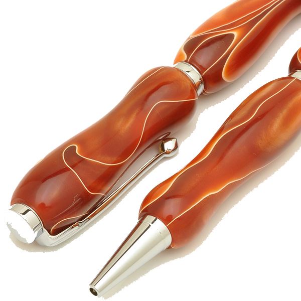 アクリルボールペン/文房具 【ブラッディオレンジ Orange】 クロスタイプ 芯：0.7mm 日本製 文具 オフィス用品 『Marble Pen』