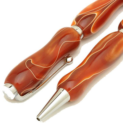 アクリルボールペン/文房具 【ブラッディオレンジ Orange】 クロスタイプ 芯：0.7mm 日本製 文具 オフィス用品 『Marble Pen』