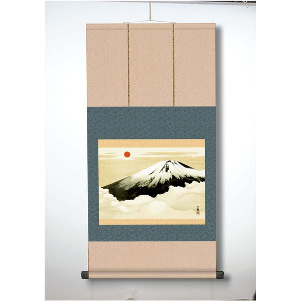 〔 横山大観生誕150年 〕 富士図 富士絵画 高精彩特色技術絵 横山大観 霊峰富士 掛軸 尺三 霊峰不二