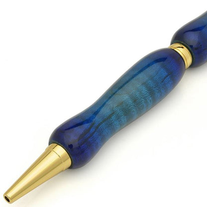 キャンディカラー ボールペン/文房具 【Blue カーリーメイプル】 クロスタイプ 芯：0.7mm 日本製 文具 『Air Brush Wood Pen』