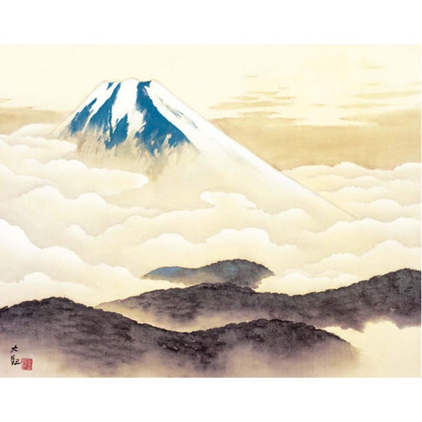 〔 横山大観生誕150年 〕 富士図 富士絵画 高精彩特色技術絵 横山大観 霊峰富士 掛軸 尺五 霊峰不二