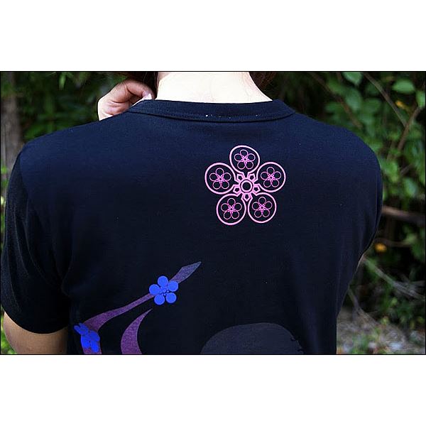 戦国武将Tシャツ 【前田慶次 髑髏と蓮】 Mサイズ 半袖 ブラック(黒) 〔Uネック おもしろ〕