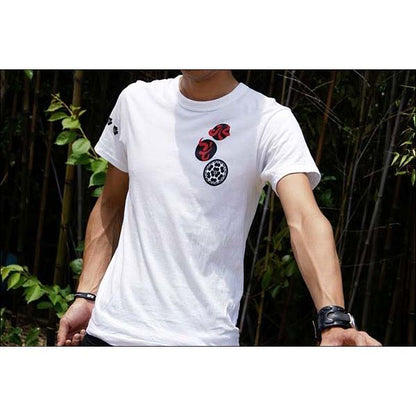 戦国武将Tシャツ 【長宗我部元親 七つ方喰】 XSサイズ 半袖 ホワイト(白) 〔Uネック おもしろ〕