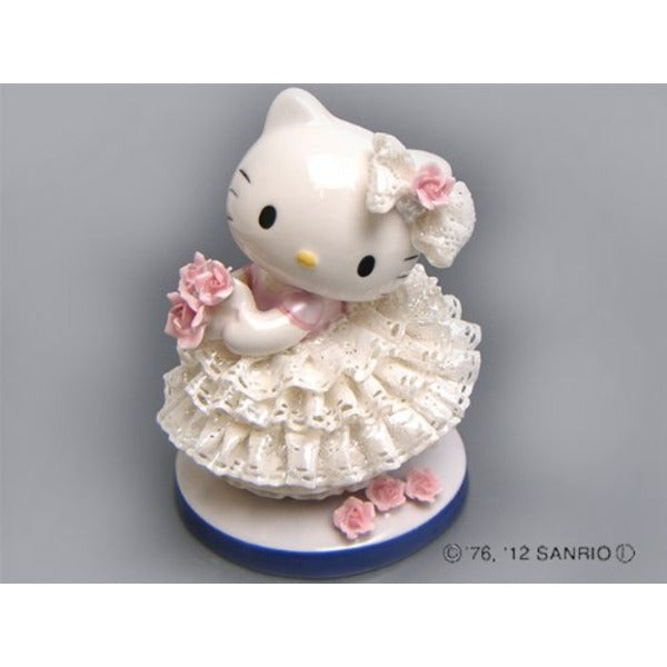 Hello Kitty ハローキティ レースドール 陶製人形 ホワイト 磁器 高さ14×ベース径11cm 日本製【代引不可】