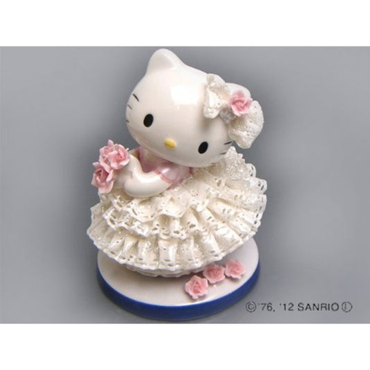 Hello Kitty ハローキティ レースドール 陶製人形 ホワイト 磁器 高さ14×ベース径11cm 日本製【代引不可】