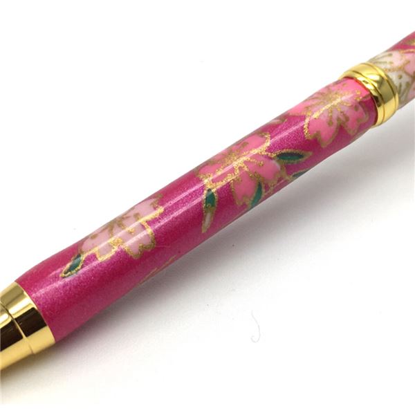 日本製 ハンドメイド ボールペン/文房具 【しだれ桜 紫色】 美濃和紙 友禅紙 0.7mm 文具 オフィス用品 ステーショナリー
