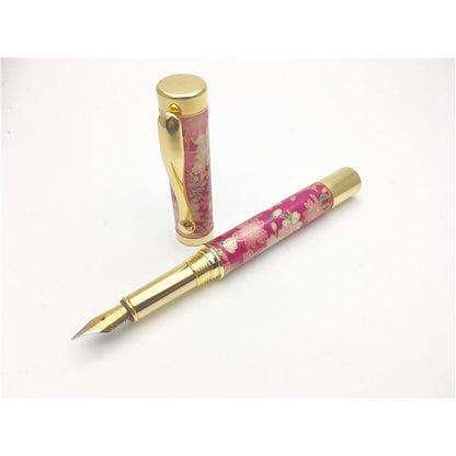 日本製 万年筆 /文房具 【しだれ桜 紫色】 美濃和紙 友禅紙 文具 オフィス用品 ステーショナリー