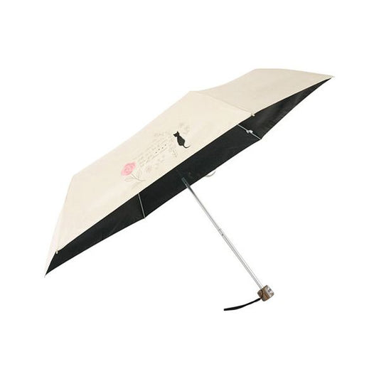 三国 MKN 遮光&遮熱 黒コーティング傘 50cm楽ミニ バラと猫 mini ベージュ S2517515