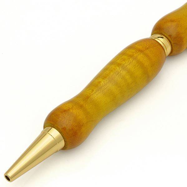キャンディカラー ボールペン/文房具 【Yellow カーリーメイプル】 クロスタイプ 芯：0.7mm 日本製 文具 『Air Brush Wood Pen』