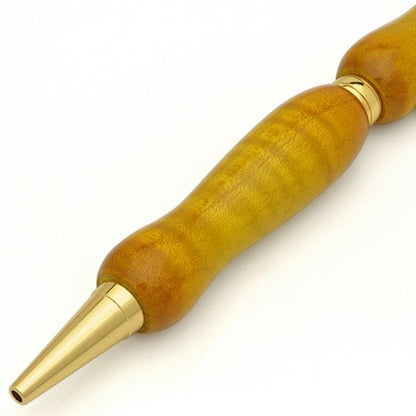 キャンディカラー ボールペン/文房具 【Yellow カーリーメイプル】 クロスタイプ 芯：0.7mm 日本製 文具 『Air Brush Wood Pen』