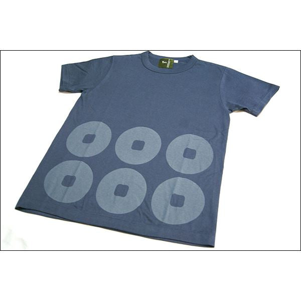 戦国武将Tシャツ 【真田幸村 六連銭】 Mサイズ 半袖 綿100% 日本製 藍鉄 〔Uネック おもしろ〕