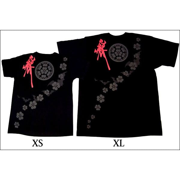 戦国武将Tシャツ 【長宗我部元親 七つ方喰】 Lサイズ 半袖 ブラック(黒) 〔Uネック おもしろ〕