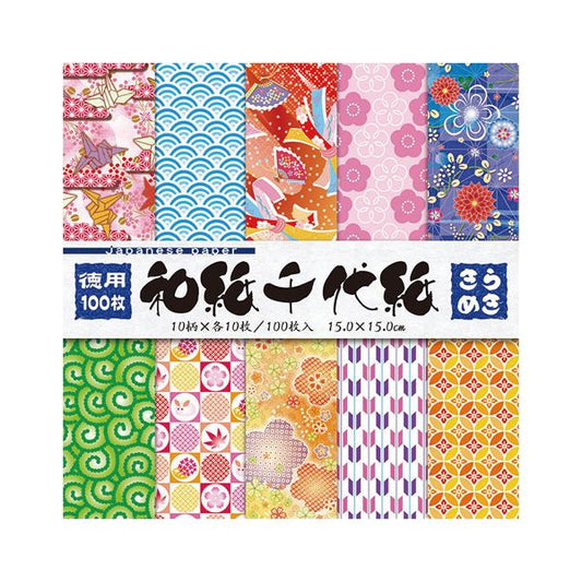 （まとめ） トーヨー 徳用和紙千代紙 きらめき 15cm 018035 【×5セット】