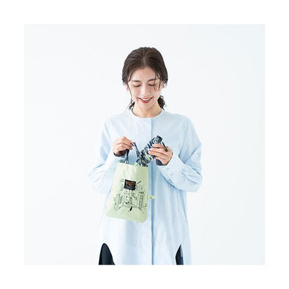 三国 MKN 50cm軽量コンパクトミニ傘 チェックパイピングと猫 Tiny mini Tote(トートバッグ) グリーン A3114310
