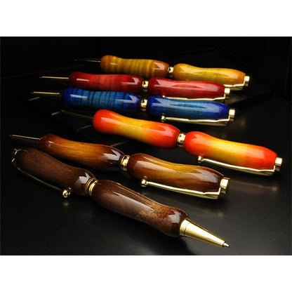 キャンディカラー ボールペン/文房具 【Yellow カーリーメイプル】 クロスタイプ 芯：0.7mm 日本製 文具 『Air Brush Wood Pen』