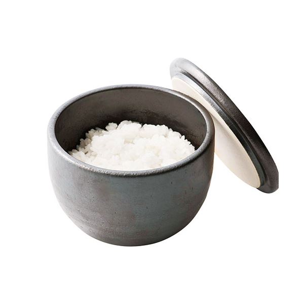 信楽焼 Hangout ライスコンテナ 1P 食べる前に電子レンジでチンするだけ 電子レンジOK ブラック K60308136