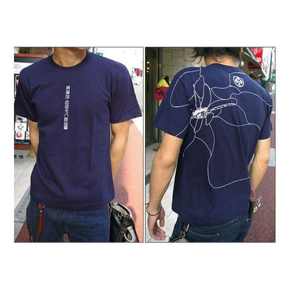 戦国武将Tシャツ 【本多忠勝 蜻蛉切】 XSサイズ 半袖 ネイビー(紺) 〔Uネック おもしろ〕