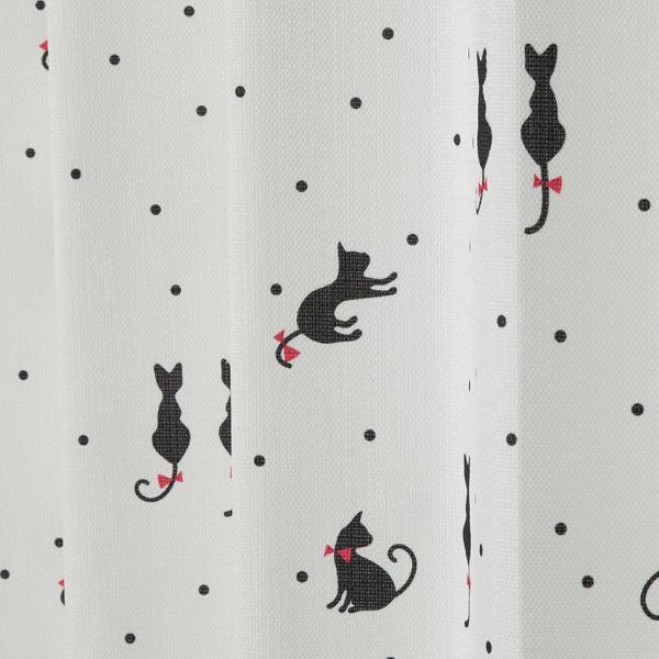 カーテン 4枚セット 約幅100×長さ200cm 猫柄 ドレープ・レース×各2枚 洗える タッセル付き 形状記憶 にゃーとニャン ミックス